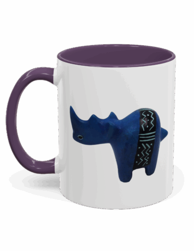 Colorful Handcrafted Rhino Accent Coffee Mug