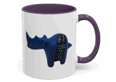 Colorful Handcrafted Rhino Accent Coffee Mug