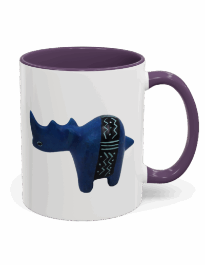 Colorful Handcrafted Rhino Accent Coffee Mug