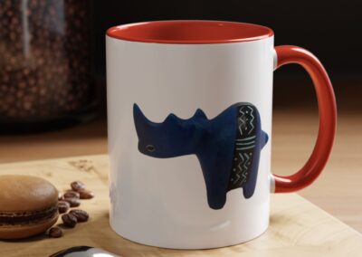 Colorful Handcrafted Rhino Accent Coffee Mug