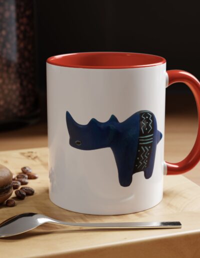 Colorful Handcrafted Rhino Accent Coffee Mug