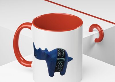 Colorful Handcrafted Rhino Accent Coffee Mug