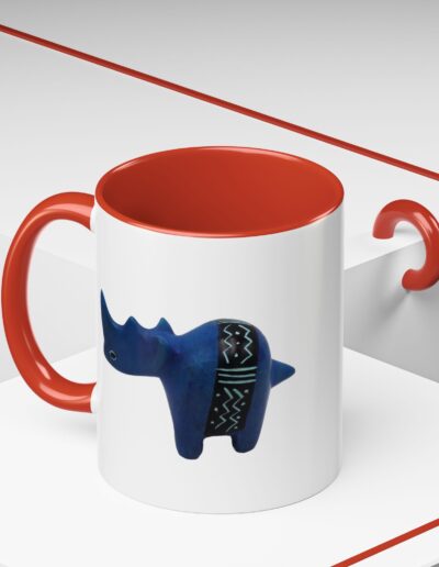 Colorful Handcrafted Rhino Accent Coffee Mug