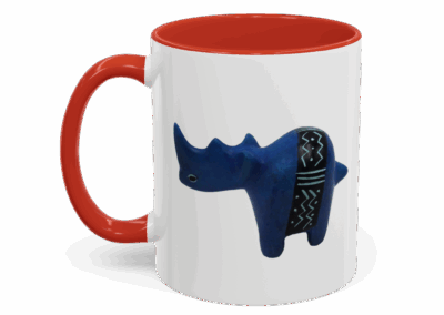 Colorful Handcrafted Rhino Accent Coffee Mug