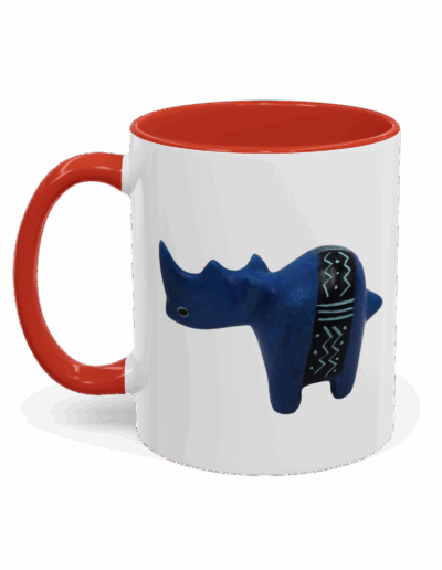 Colorful Handcrafted Rhino Accent Coffee Mug