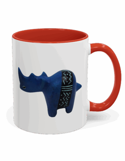 Colorful Handcrafted Rhino Accent Coffee Mug