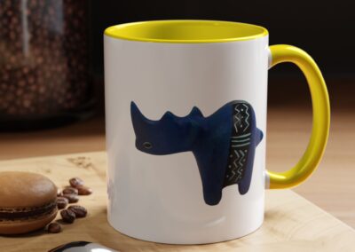 Colorful Handcrafted Rhino Accent Coffee Mug