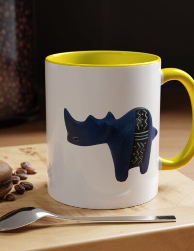 Colorful Handcrafted Rhino Accent Coffee Mug