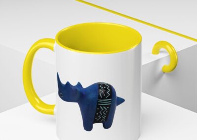 Colorful Handcrafted Rhino Accent Coffee Mug