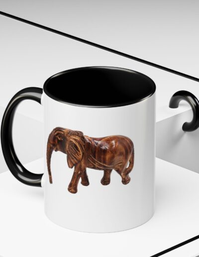 Whimsical Elephant Accent Coffee Mug Black