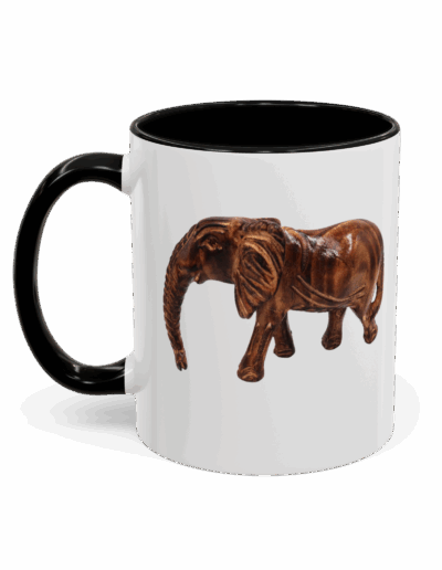 Whimsical Elephant Accent Coffee Mug Black