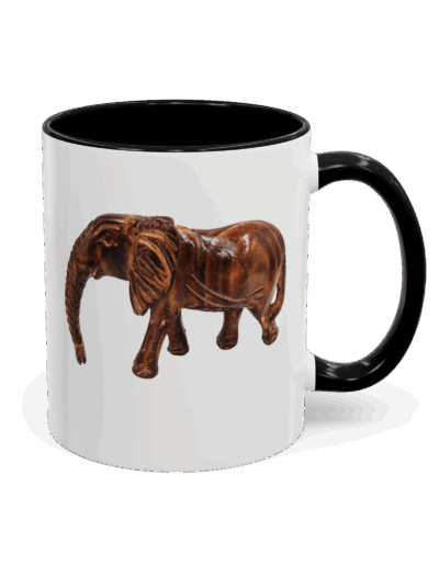 Whimsical Elephant Accent Coffee Mug Black
