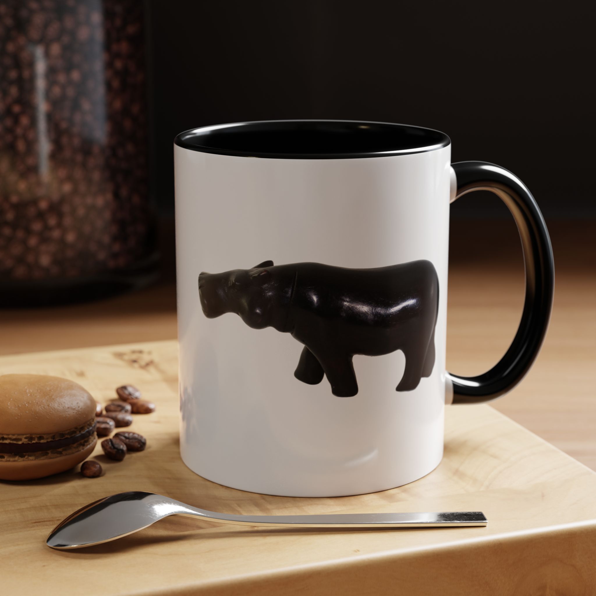 Black Hippo Accent Coffee Mug