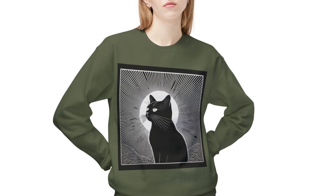 Black Cat Graphic Crewneck Sweatshirt