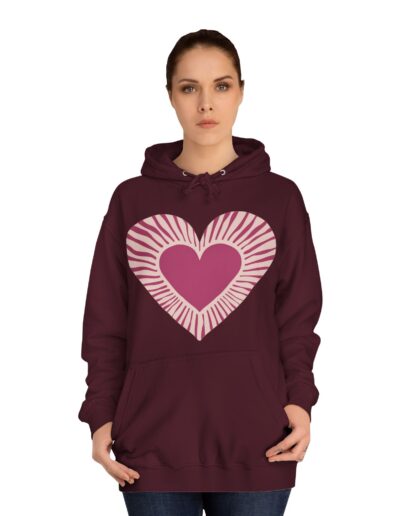 Cute Love Heart Design Unisex College Hoodie