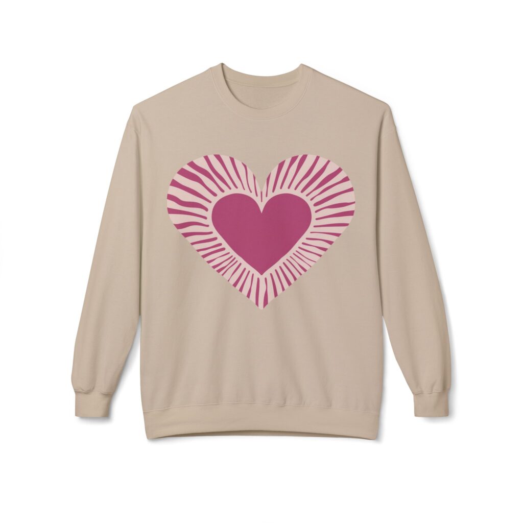 Love Heart Fleece Crewneck Sweatshirt