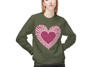 Love Heart Fleece Crewneck Sweatshirt