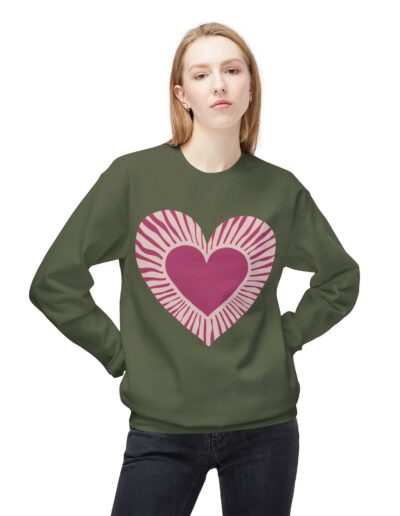 Love Heart Fleece Crewneck Sweatshirt