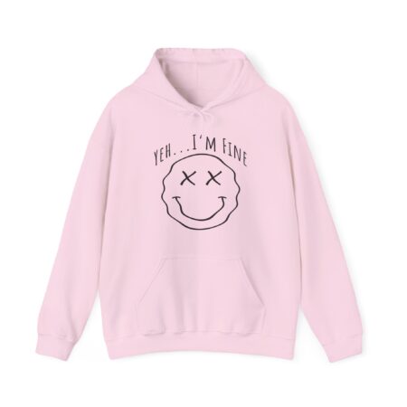 Yeh I'm Fine Smiley Hoodie casual graphic pullover with retro smiley design