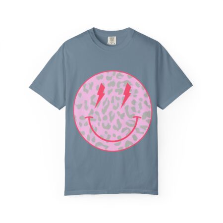 Smiley Leopard Lightning T-Shirt pink retro smiley face tee