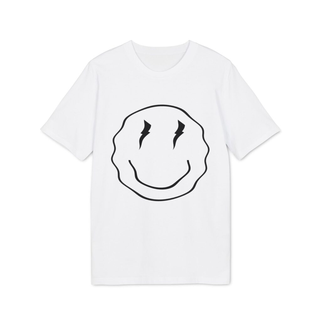 Smiley Bolt T-Shirt with distressed grunge smiley and lightning bolt graphic