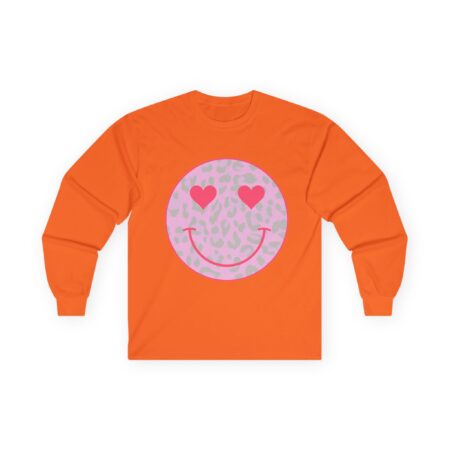 Pink Leopard Heart Eyes Smiley Long Sleeve Tee