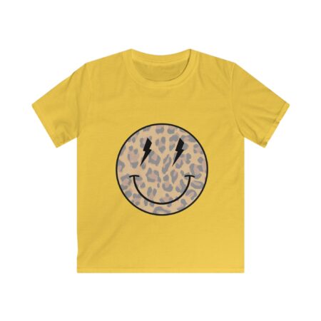 Leopard smiley lightning eyes kids graphic shirt